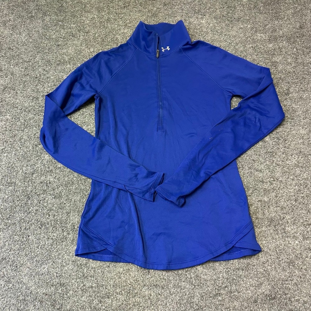 Under Armour Quarter Zip Womens Size S Blue Long Sleeve Running Pullover Top